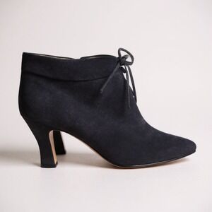 Vintage Newport News Black Suede Lace Up Ankle Bootie Women's Size 7.5 Victorian